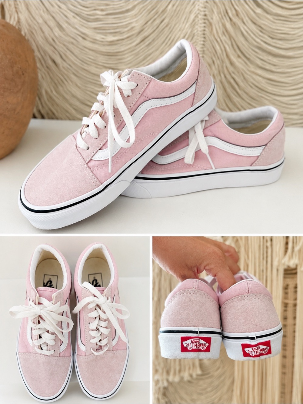 Vans Kids Old Skool Sneakers - Light Pink & White